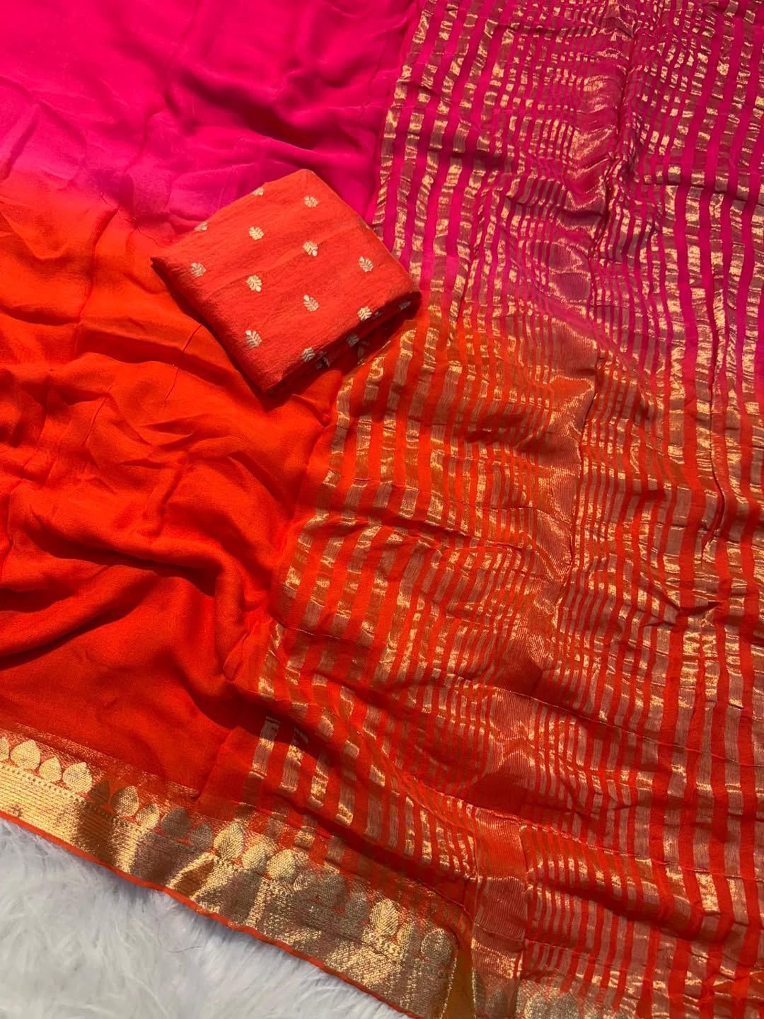 Premium Pure Viscose Chinnon Georgette Saree