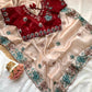 Soft & Rich Fendy Satin Saree with Heavy Embroidery Border & All-Over Work Buttis