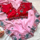 Soft & Rich Fendy Satin Saree with Heavy Embroidery Border & All-Over Work Buttis