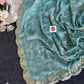 Soft Shine Bell Satin Silk Saree Heavy C-Pallu Gotapatti Foil Work