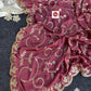 Soft Shine Bell Satin Silk Saree Heavy C-Pallu Gotapatti Foil Work