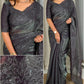 Luxury Glass Satin Saree with Sequin & Thread Embroidery Jacquard Weaving