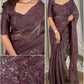 Luxury Glass Satin Saree with Sequin & Thread Embroidery Jacquard Weaving