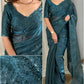 Luxury Glass Satin Saree with Sequin & Thread Embroidery Jacquard Weaving