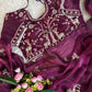 Space Silk Saree with Heavy Butta Embroidery & Beads Work Tone-to-Tone Aari Work