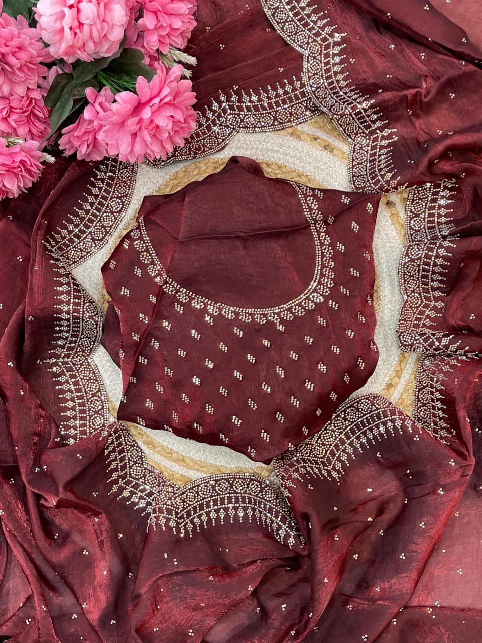 Pure Soft Fendy Satin Silk Saree with Heavy Hand Jharkhand Border