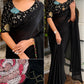 GenZ Fandy Chiffon Saree with Hanging Sequin Beads Tassel Pallu