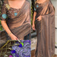 GenZ Fandy Chiffon Saree with Hanging Sequin Beads Tassel Pallu