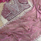 Fandy Satin Saree with Sequin Brits C-Pallu Work & All Over Aari Border