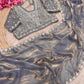 Fandy Satin Saree with Sequin Brits C-Pallu Work & All Over Aari Border