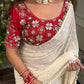Cruchy Georgette Saree with Dual Gold & Silver Zari Weaving Butti