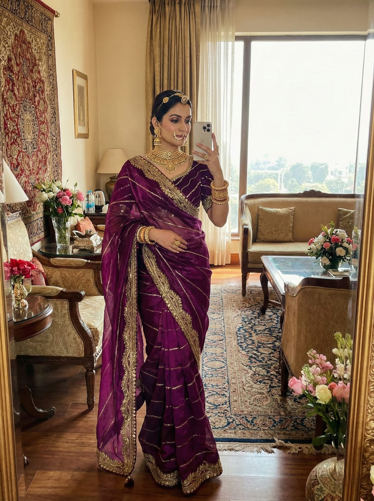 Premium Zimmy Choo Silk Saree with Heavy Sequence Embroidery & Stitched Blouse