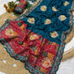 Premium Soft Chinnon Silk Embroidered Saree with Muslin Blouse