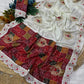 Premium Soft Chinnon Silk Embroidered Saree with Muslin Blouse