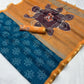 Premium Linen Zari Copper Digital Print Saree with Tassel Pallu