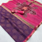 Premium Linen Zari Copper Digital Print Saree with Tassel Pallu