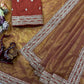 Soft NC Twill Saree With Beautiful Sequance and Dori Embroidery work