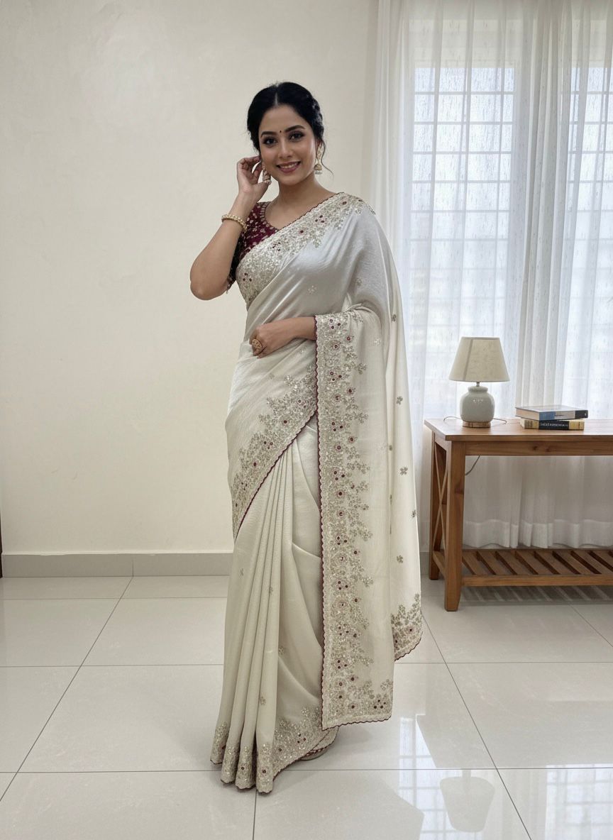 Premium Jimmy Chu Designer Saree with Stiched Blouse