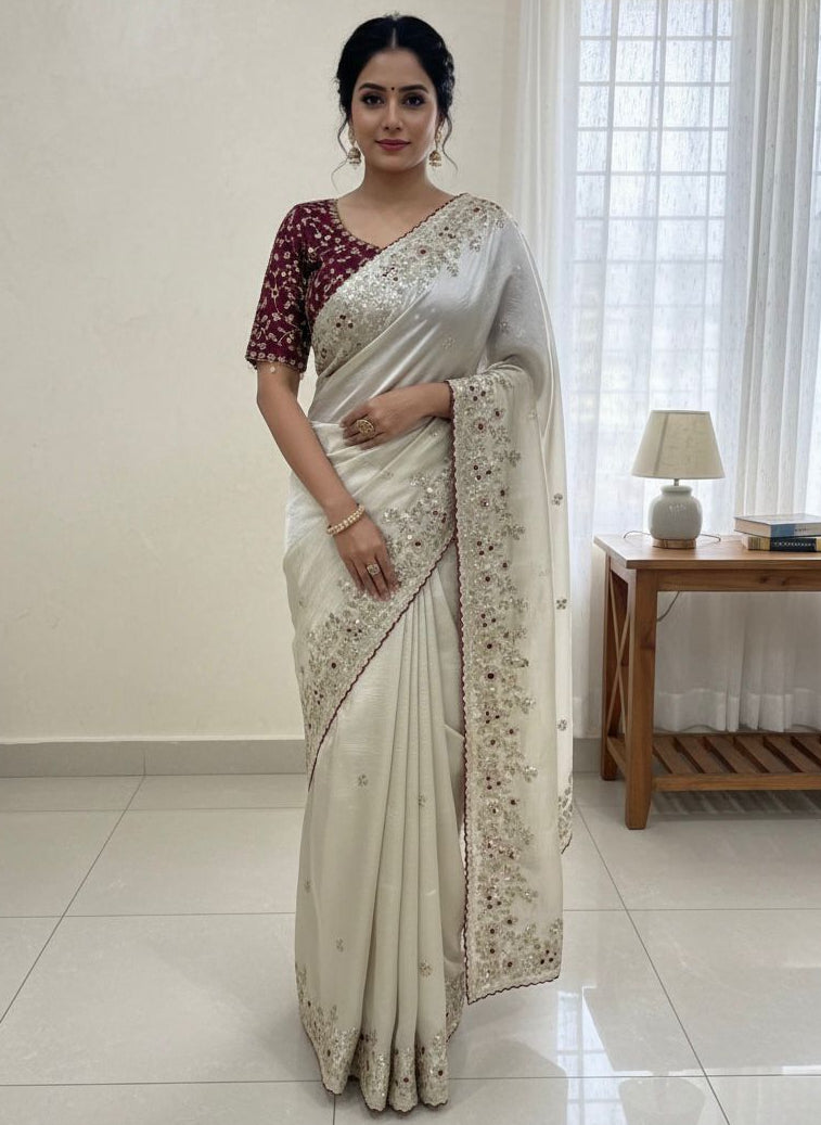 Premium Jimmy Chu Designer Saree with Stiched Blouse