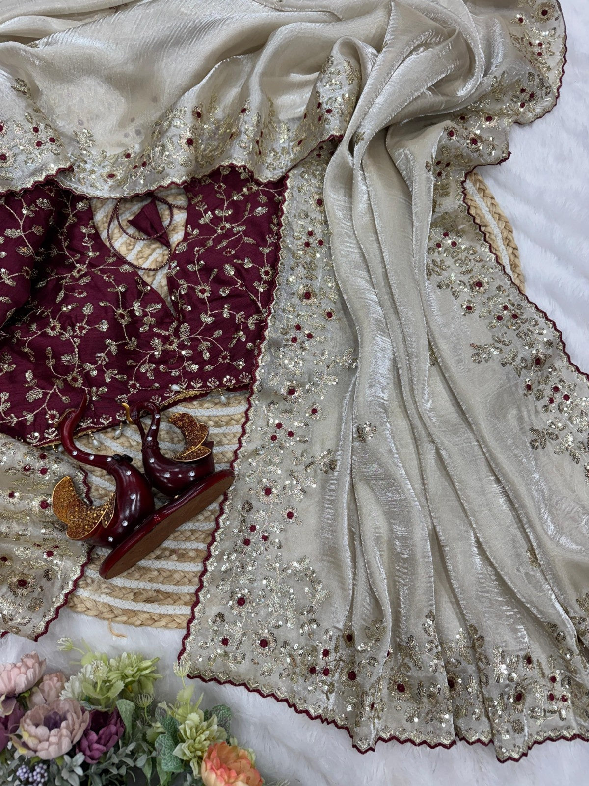 Premium Jimmy Chu Designer Saree with Stiched Blouse