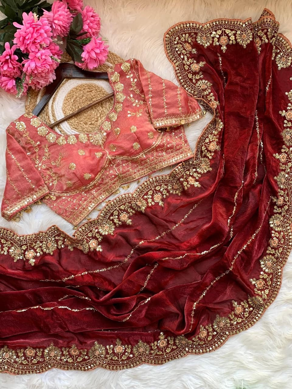 Soft And Elegant Fendy Sartin Fabric Saree With Beautiful Stiched Blouse