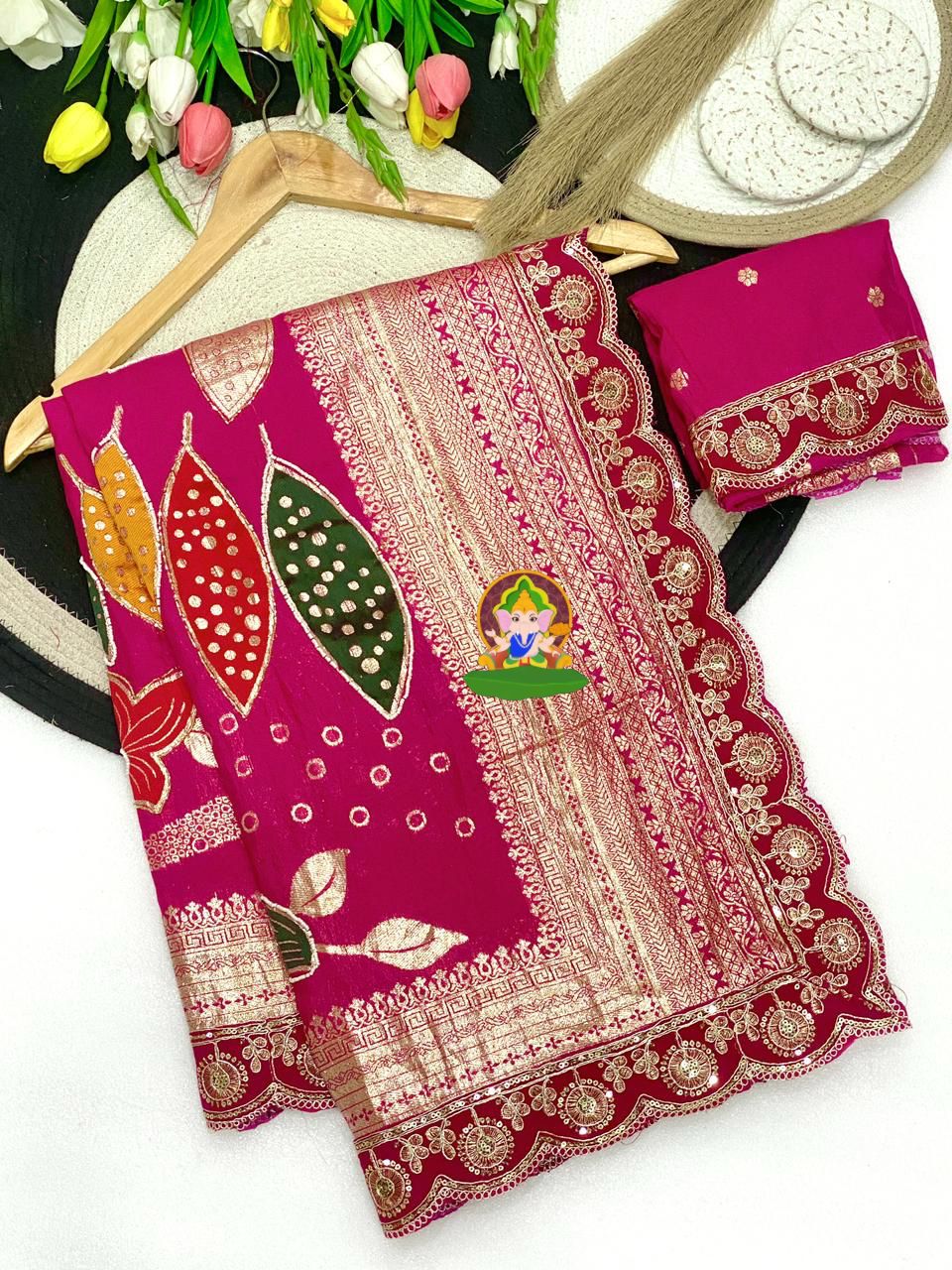 Royal Dola Silk Handwork Saree with Zari & Khatli Cutdana Work