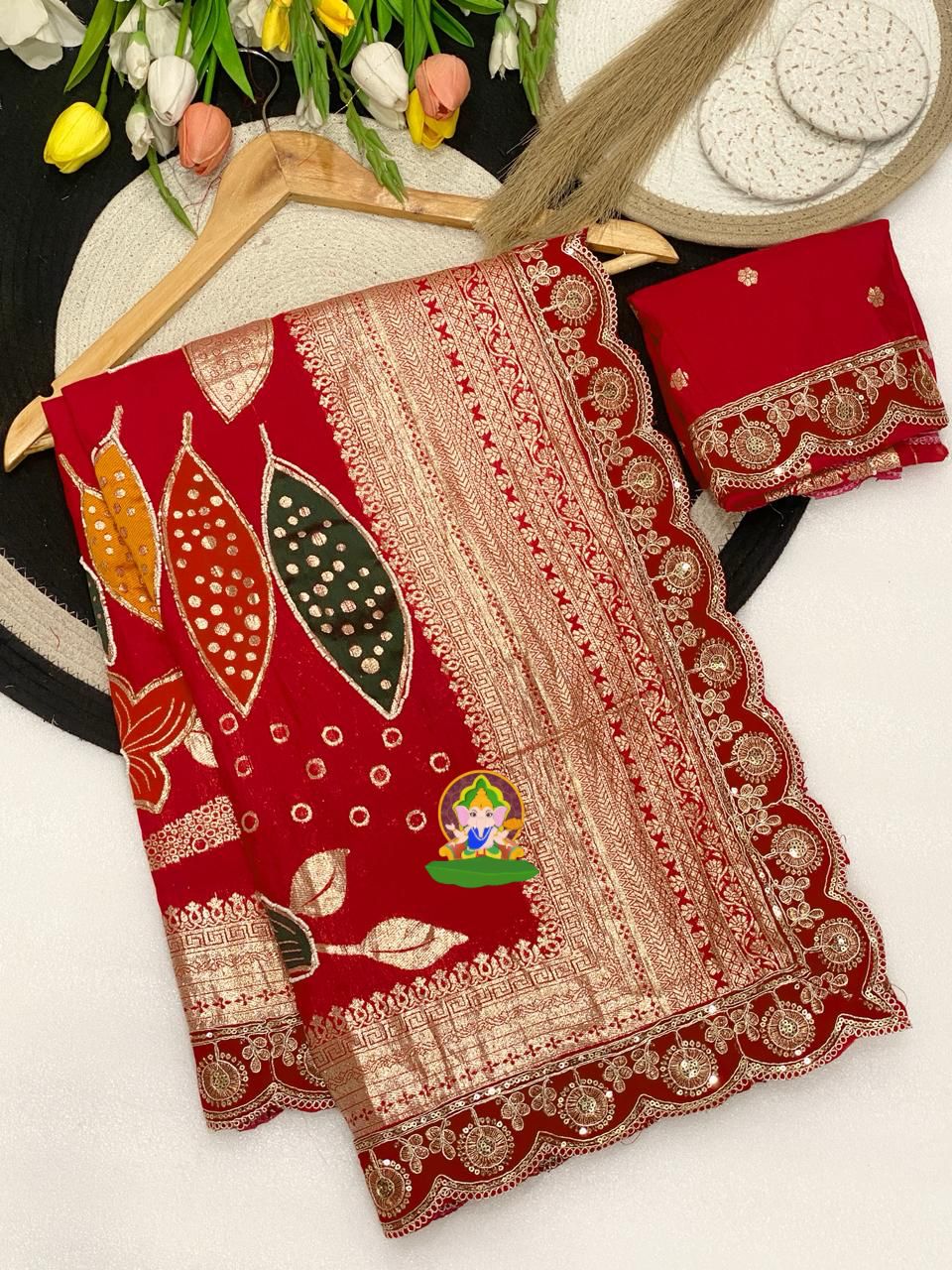 Royal Dola Silk Handwork Saree with Zari & Khatli Cutdana Work