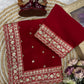 Designer Pure Georgette Saree with Sequins & Dori Embroidery Lace Border