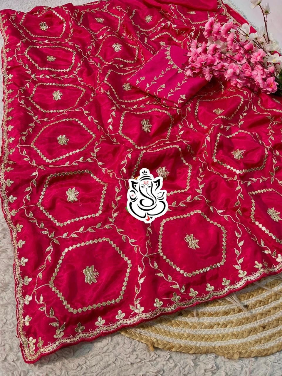 Trending Heavy Traditional Gotapatti Cutwork Silk Saree