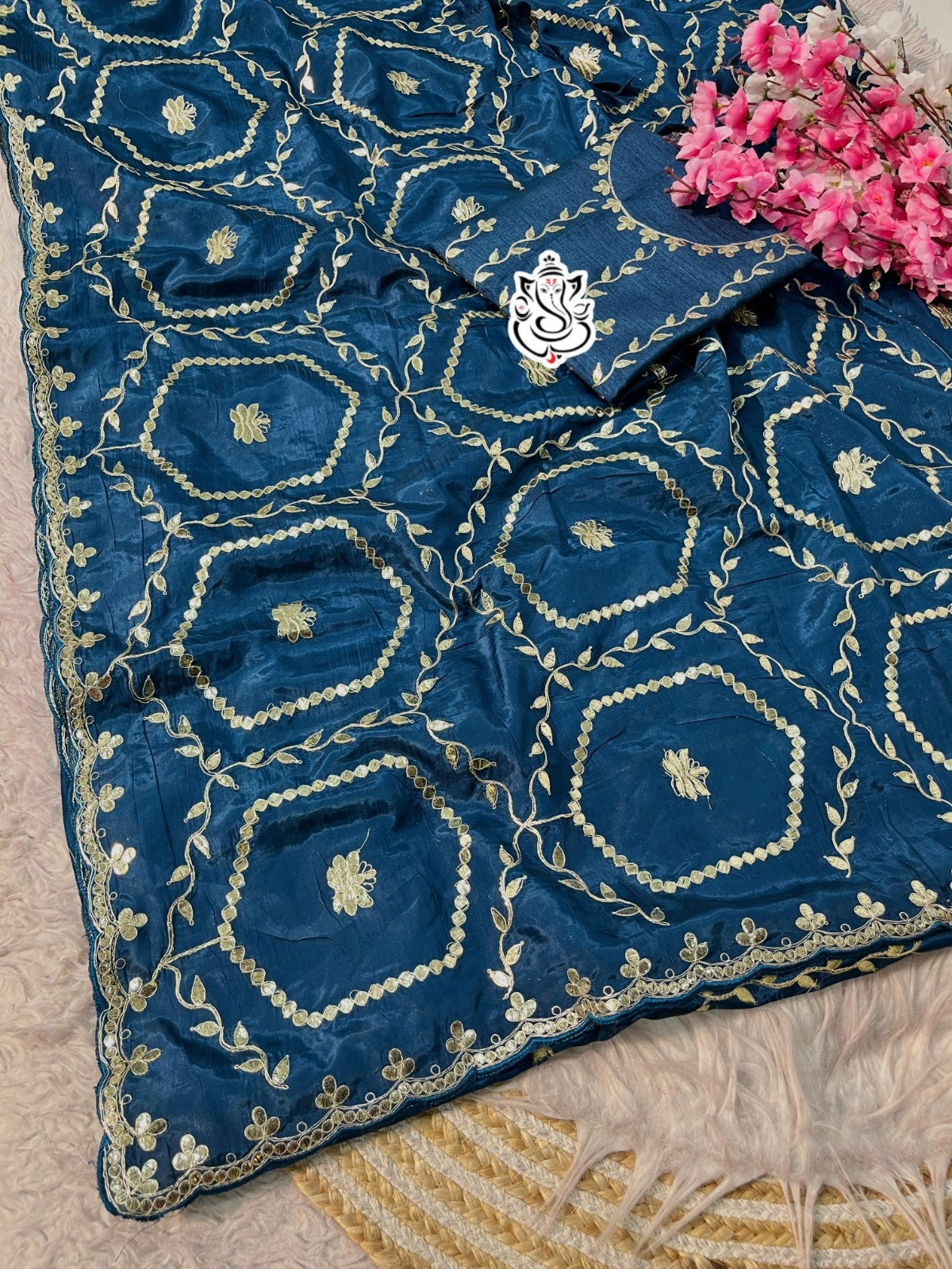 Trending Heavy Traditional Gotapatti Cutwork Silk Saree