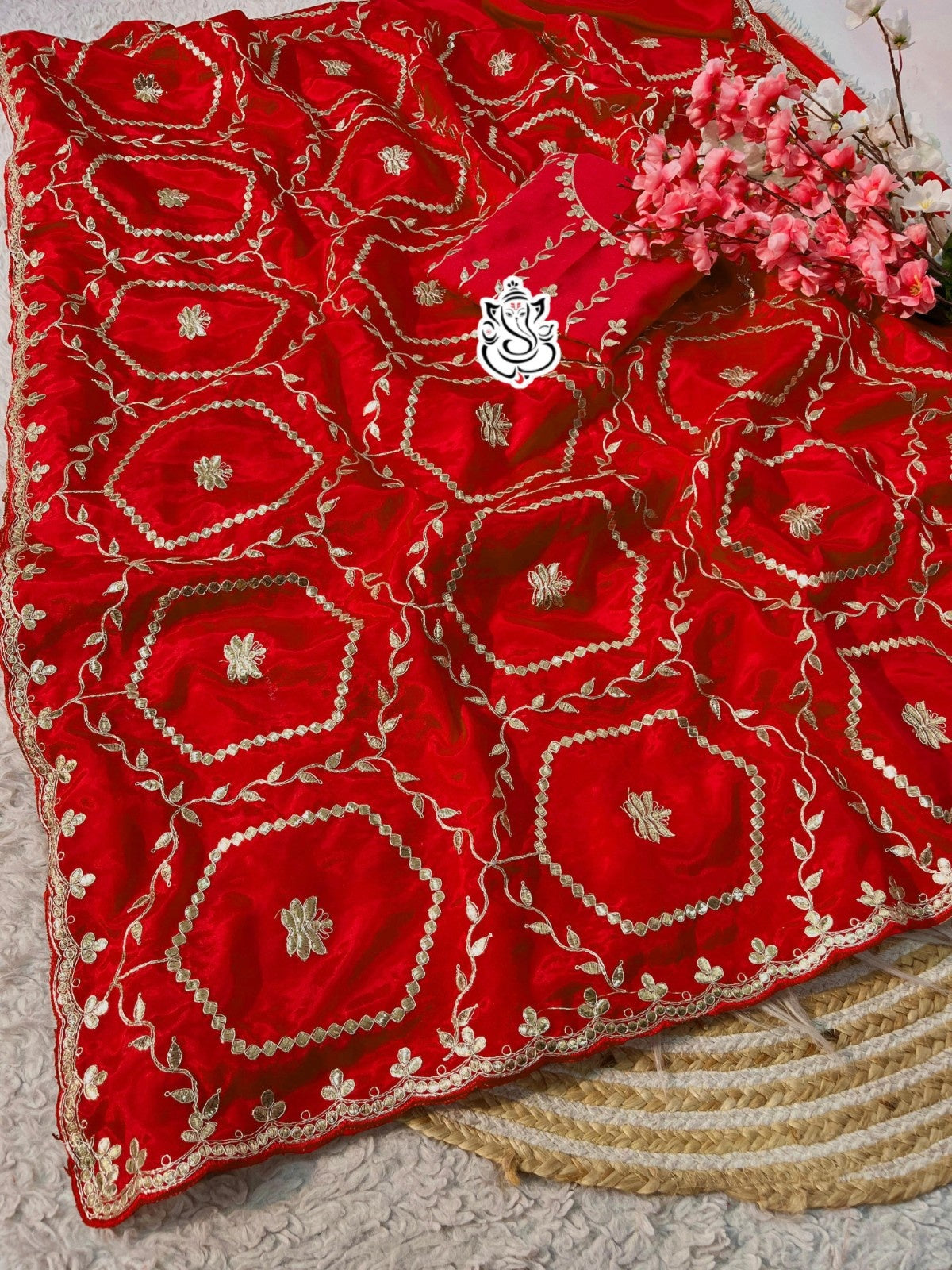 Trending Heavy Traditional Gotapatti Cutwork Silk Saree