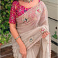 Zari With Sequin Embroidered Border in full saree with svaroski work
