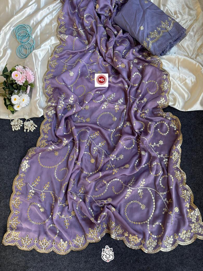 Stylish Georgette Print Saree with Matching Digital Print Blouse