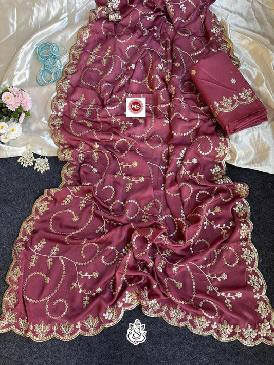 Stylish Georgette Print Saree with Matching Digital Print Blouse