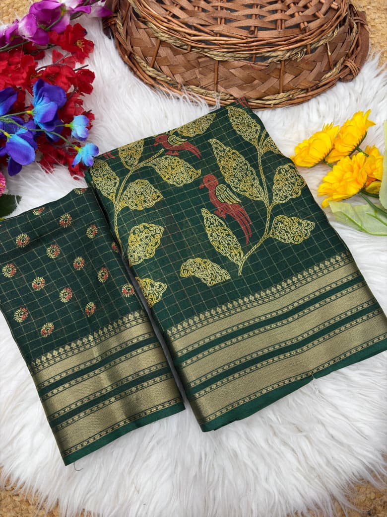 Elegant Mash Mello Chex Digital Print Saree
