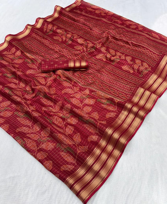 Elegant Mash Mello Chex Digital Print Saree