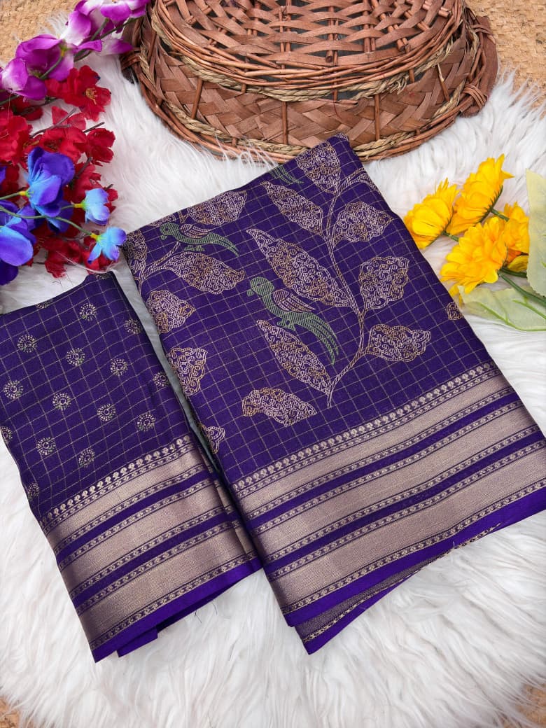 Elegant Mash Mello Chex Digital Print Saree