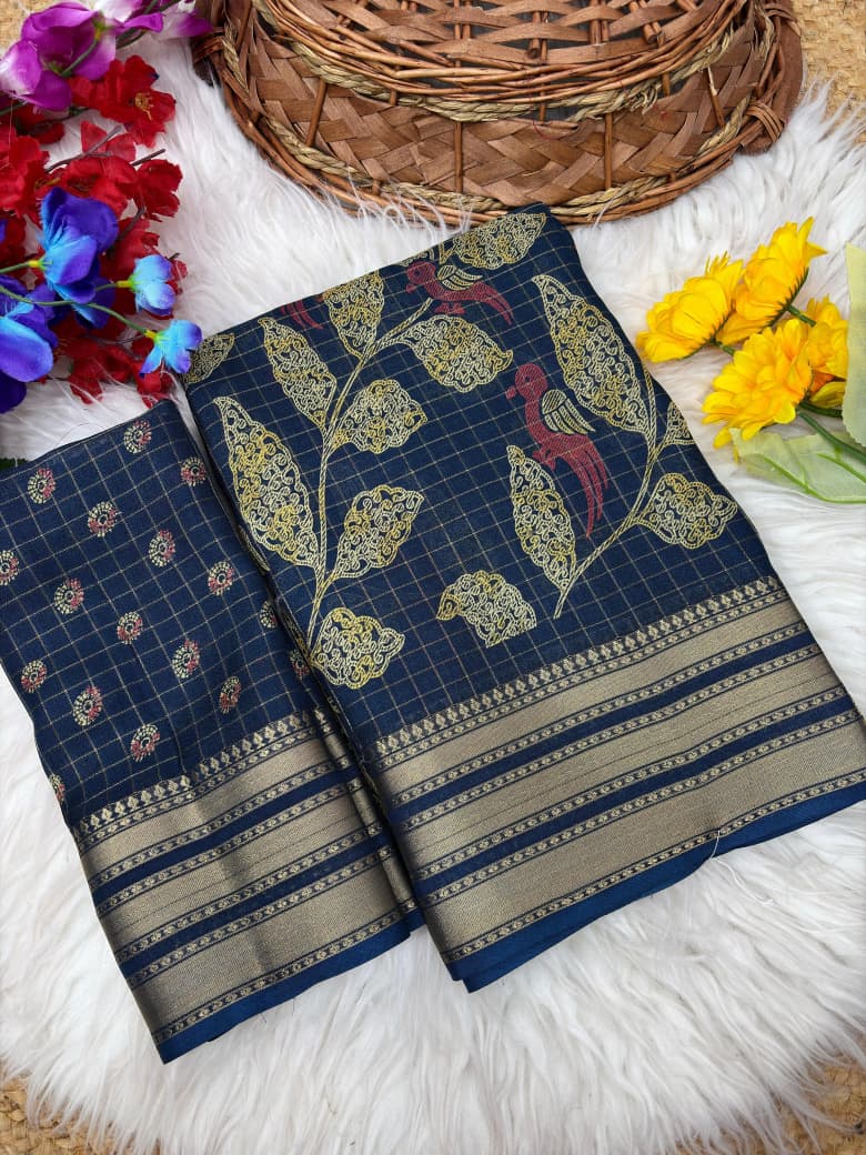 Elegant Mash Mello Chex Digital Print Saree