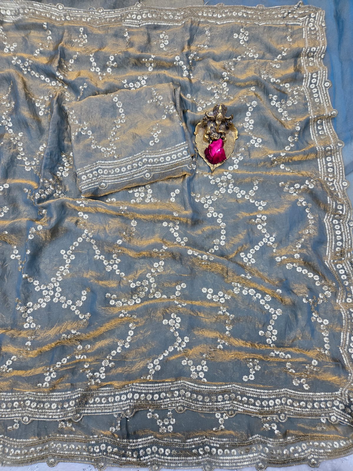 Glamorous Space Silk Sequins Designer Saree
