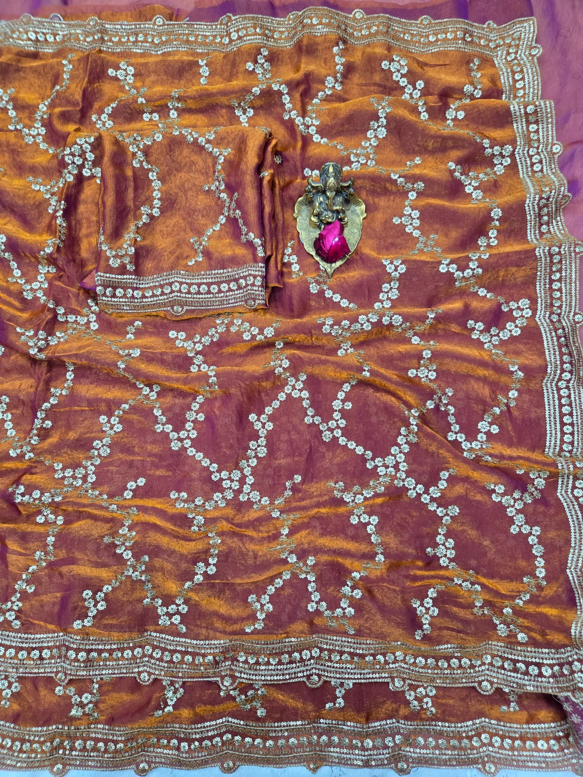 Glamorous Space Silk Sequins Designer Saree