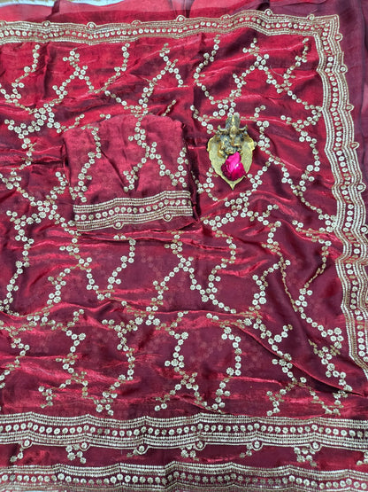 Glamorous Space Silk Sequins Designer Saree