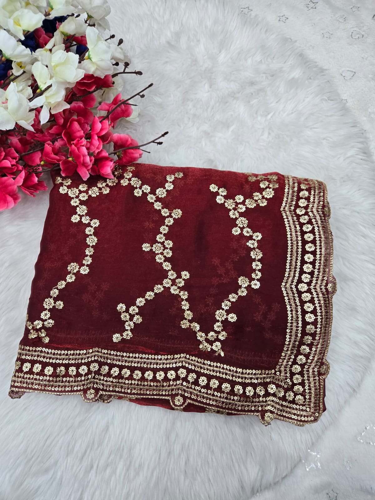 Glamorous Space Silk Sequins Designer Saree