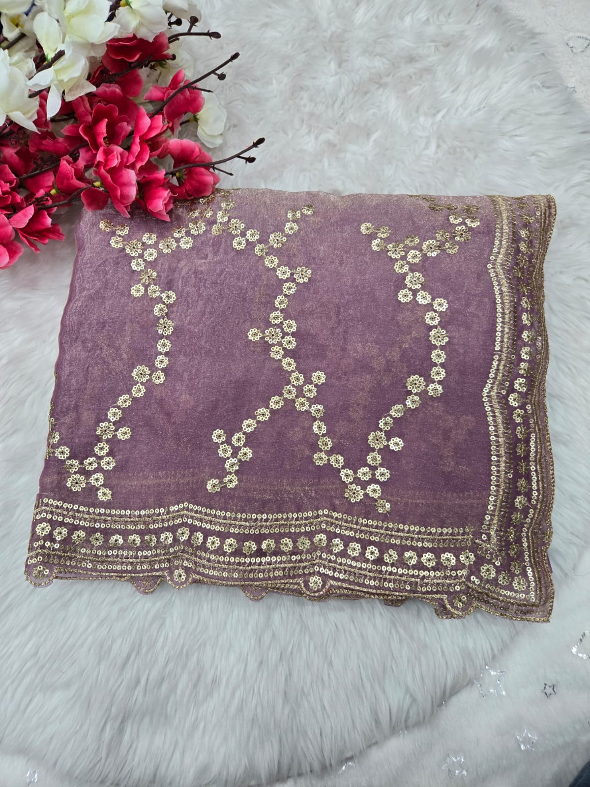 Glamorous Space Silk Sequins Designer Saree