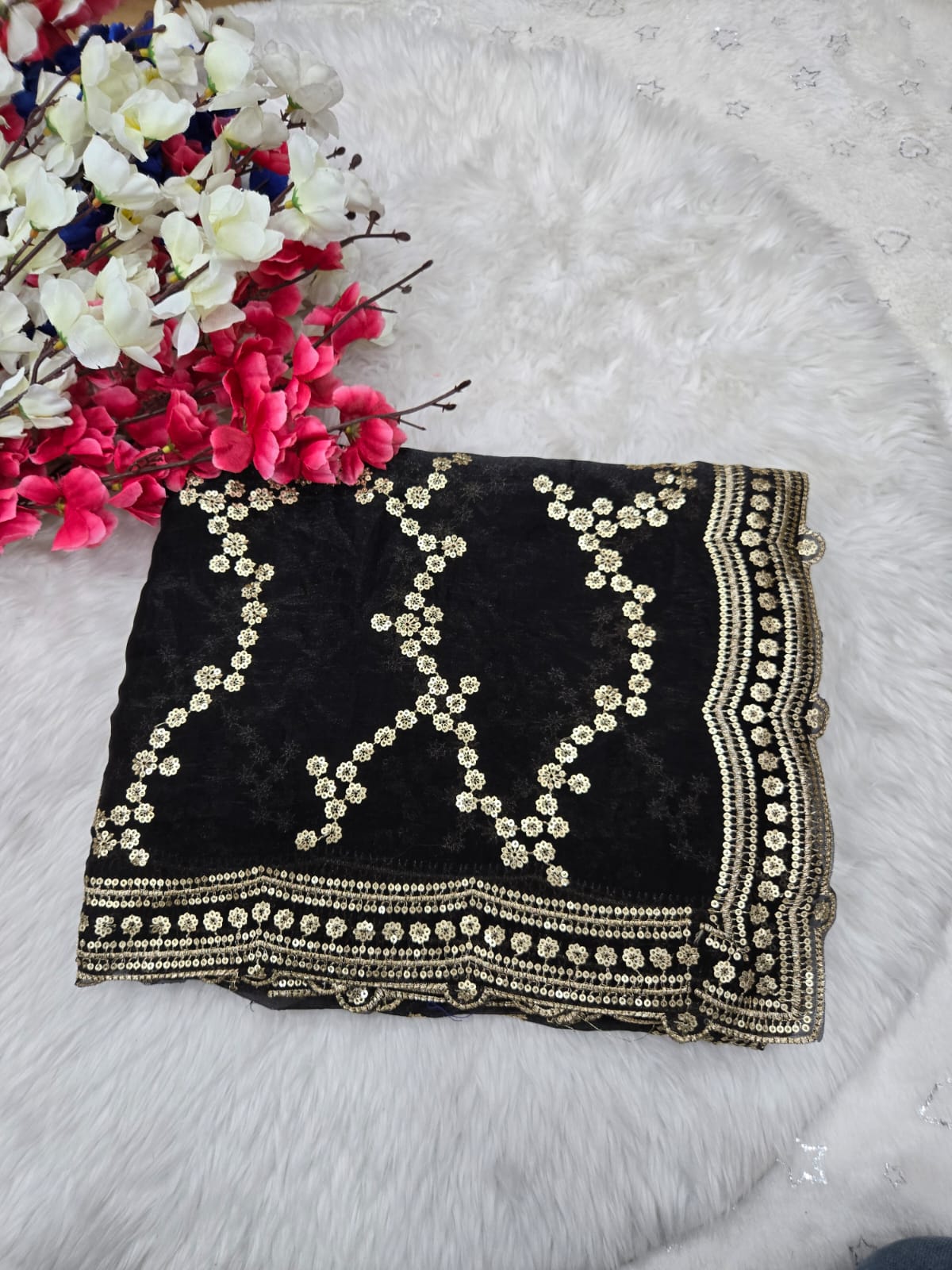 Glamorous Space Silk Sequins Designer Saree