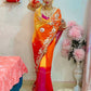 Handcrafted Tie & Dye Diamond Chiffon Saree with Gota Work Blouse