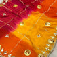 Handcrafted Tie & Dye Diamond Chiffon Saree with Gota Work Blouse