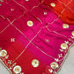 Handcrafted Tie & Dye Diamond Chiffon Saree with Gota Work Blouse