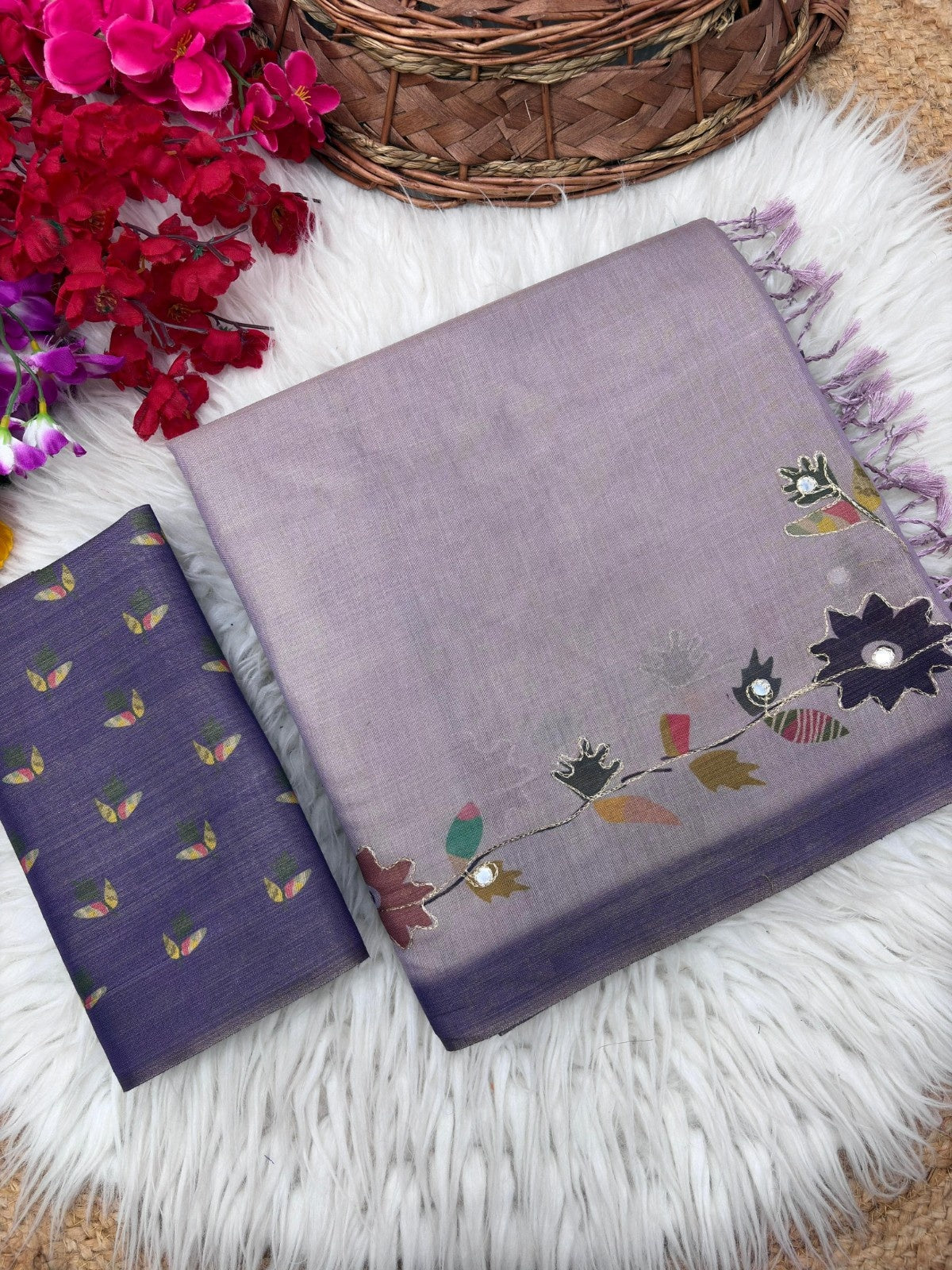 Royal Erode Silk Digital Print Aari Mirror Work Saree