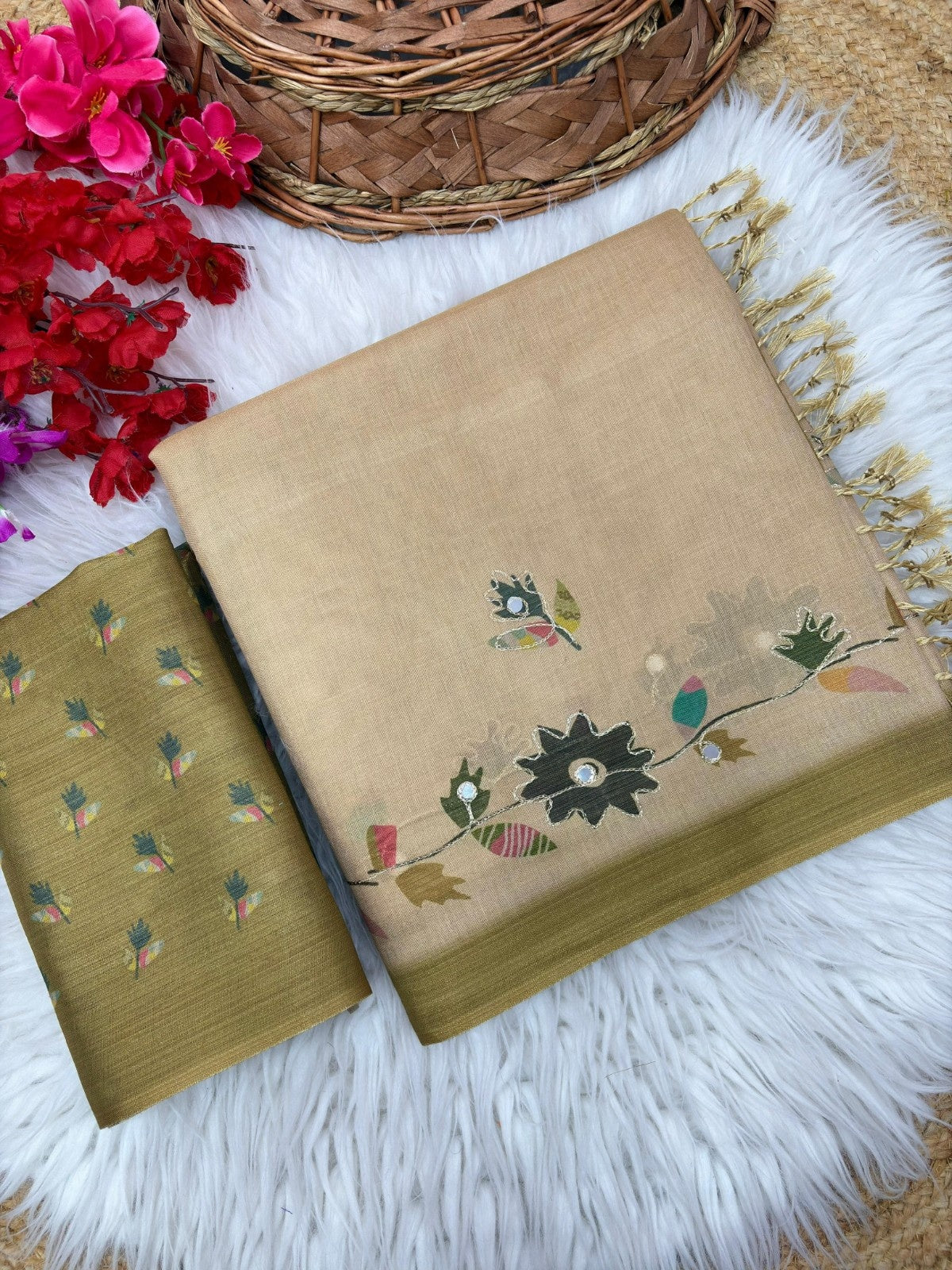 Royal Erode Silk Digital Print Aari Mirror Work Saree