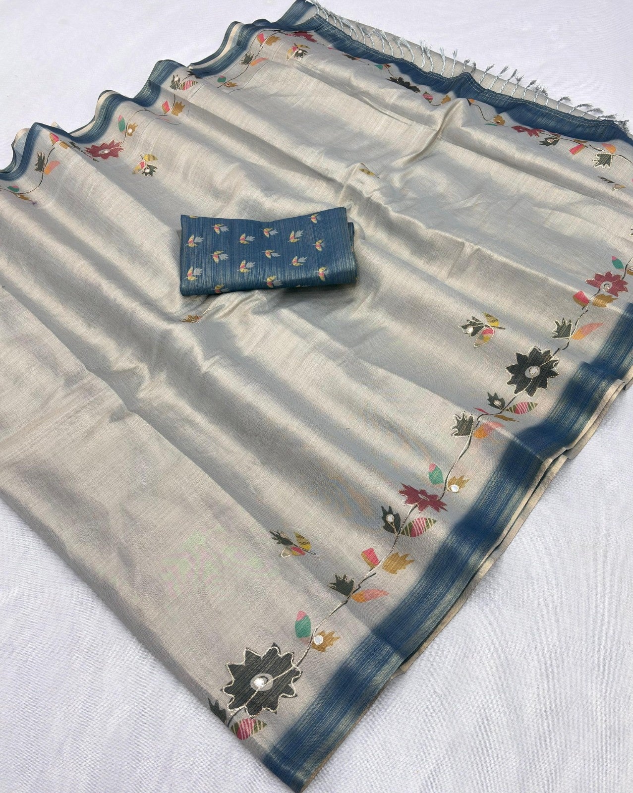 Royal Erode Silk Digital Print Aari Mirror Work Saree